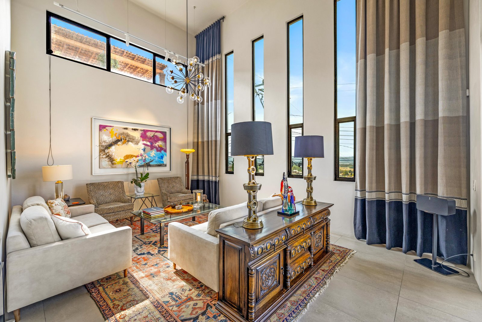 Casa Sunset_003 sala estilo moderno colonial en san miguel de allende